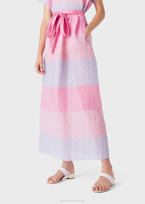 femei R802G341 fusta lunga din organza bayadere cu motiv cloque ondulat Armani
