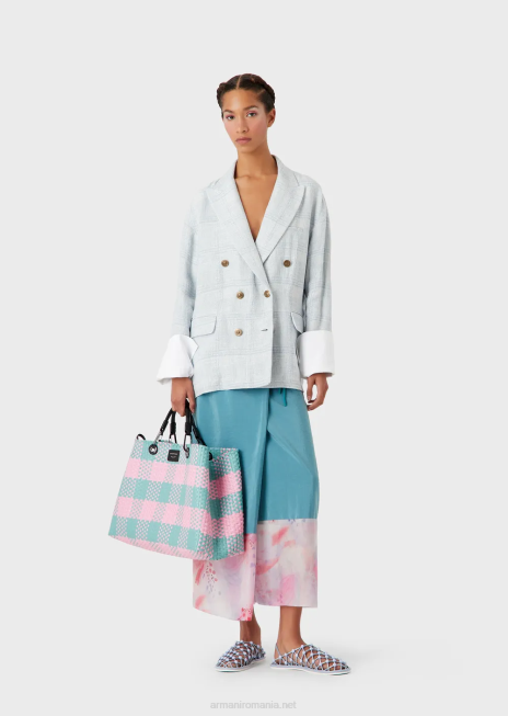 femei R802G342 fustă lungă în stil sarong din mătase tehnică spălată cu detaliu de șifon imprimat Armani