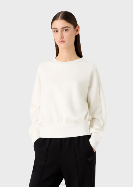 femei R802G404 hanorac travel essentials din jerseu dublu Armani alb ca laptele