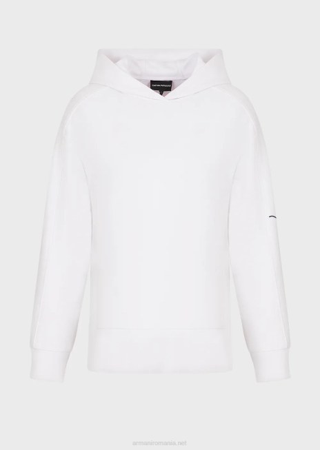 femei R802G406 hanorac cu glugă și logo brodat cu semnătură în relief Armani alb