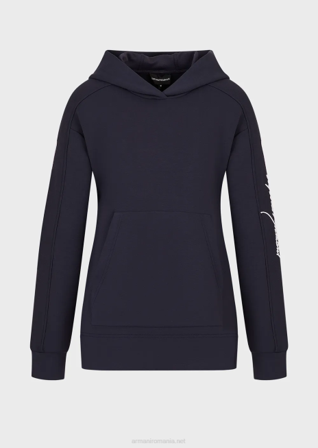 femei R802G407 hanorac cu glugă și logo brodat cu semnătură în relief Armani Violet