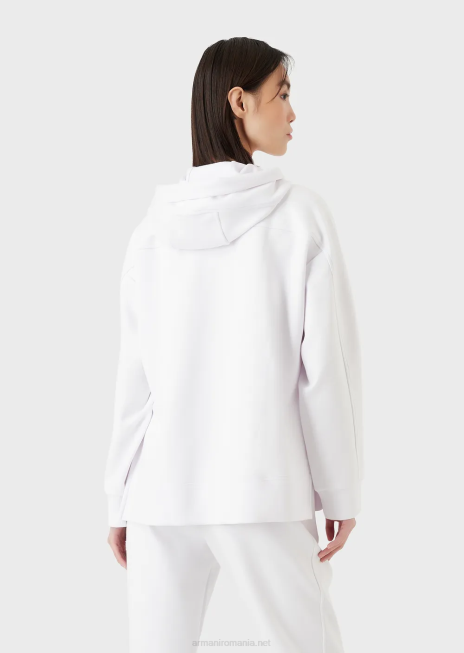 femei R802G407 hanorac cu glugă și logo brodat cu semnătură în relief Armani Violet