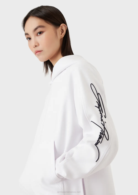 femei R802G407 hanorac cu glugă și logo brodat cu semnătură în relief Armani Violet