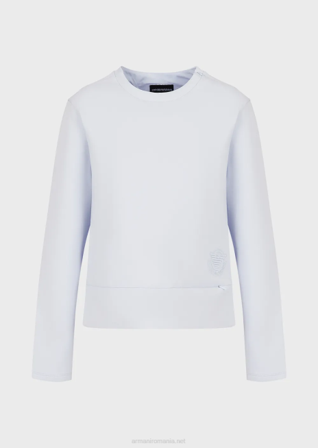 femei R802G408 hanorac din jerseu dublu cu logo-ul cauciucat asortat Armani azur