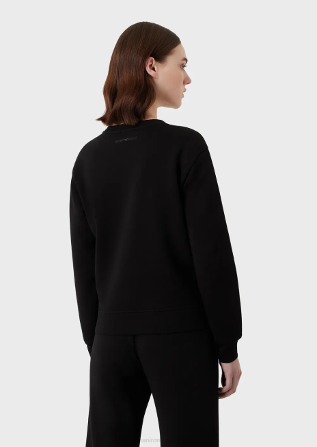 femei R802G411 hanorac din jerseu dublu cu broderie Armani negru