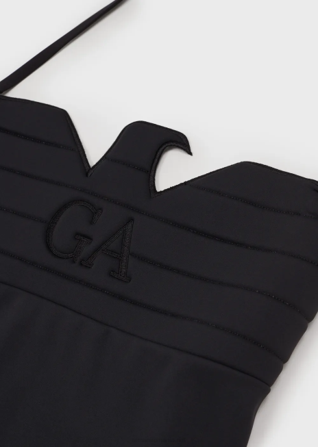 femei R802G11 Costum de baie dintr-o bucată căptușit din material de scuba cu vultur conturat Armani