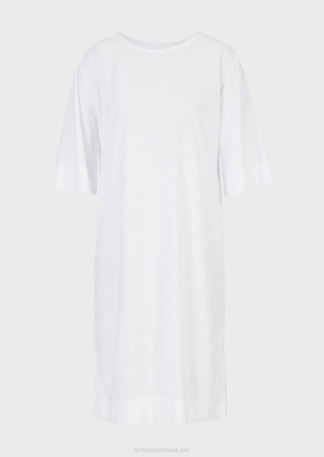 femei R802G19 rochie de plajă din jerse logomania jacquard Armani alb