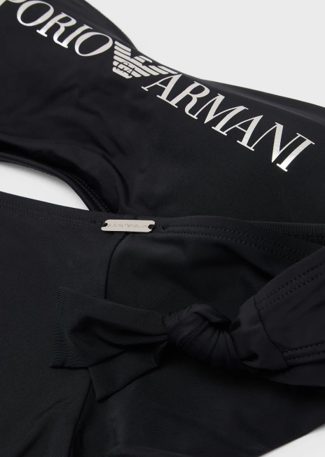 femei R802G1 Bikini bandeau din nailon reciclat cu logo Armani negru