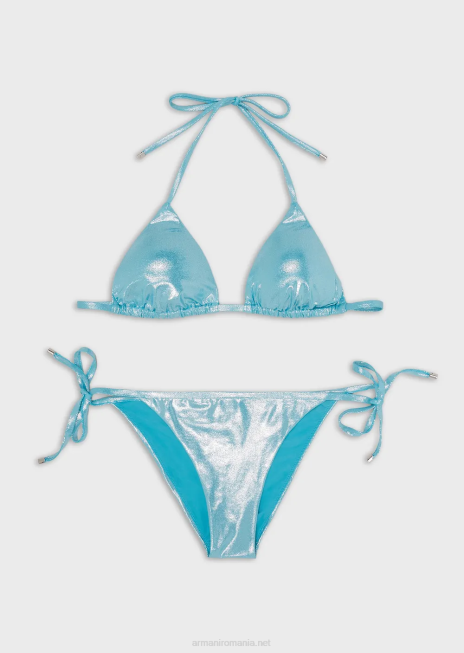 femei R802G5 Bikin triunghi din lycra imbracat, captusit Armani azur