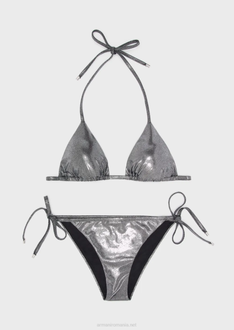 femei R802G6 Bikin triunghi din lycra imbracat, captusit Armani negru