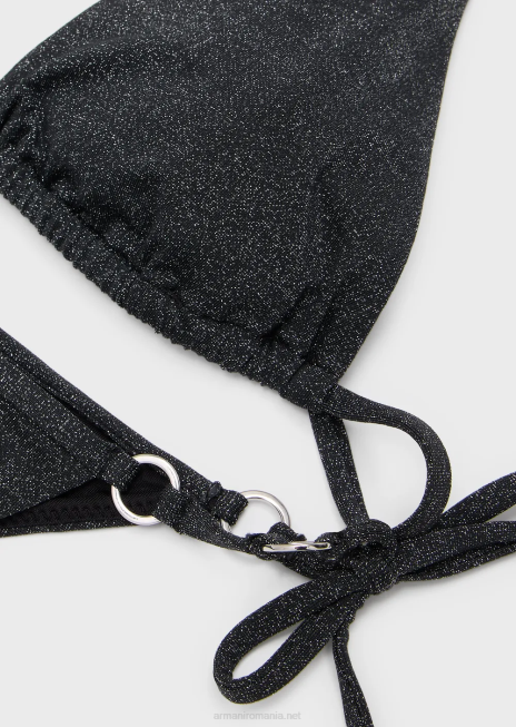 femei R802G7 Bikini triunghi căptușit multifuncțional din lurex Armani negru