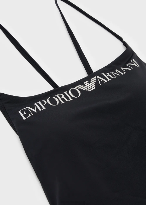 femei R802G9 Costum de baie din nailon reciclat cu logo Armani negru