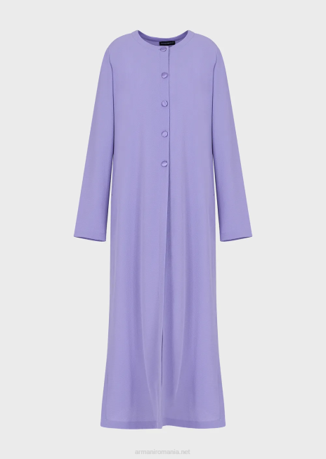 femei R802G244 pardesiu din material granit cu nasturi si fante laterale Armani Violet