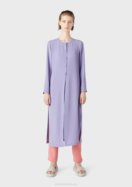 femei R802G244 pardesiu din material granit cu nasturi si fante laterale Armani Violet