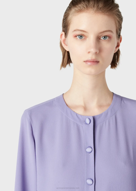 femei R802G244 pardesiu din material granit cu nasturi si fante laterale Armani Violet