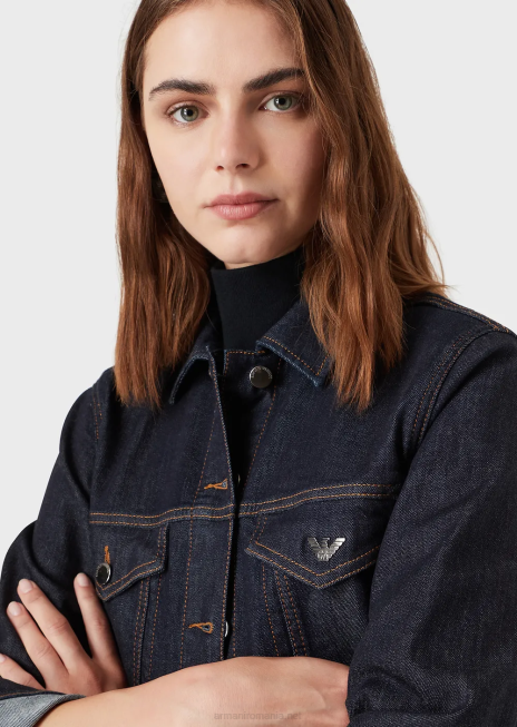 femei R802G245 jachetă de denim confort clătită Armani albastru marin