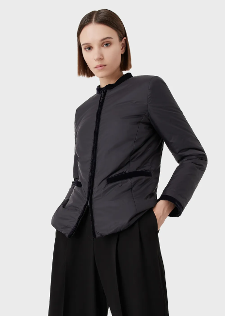 femei R802G246 jachetă reversibilă din nailon cu guler guru Armani albastru marin