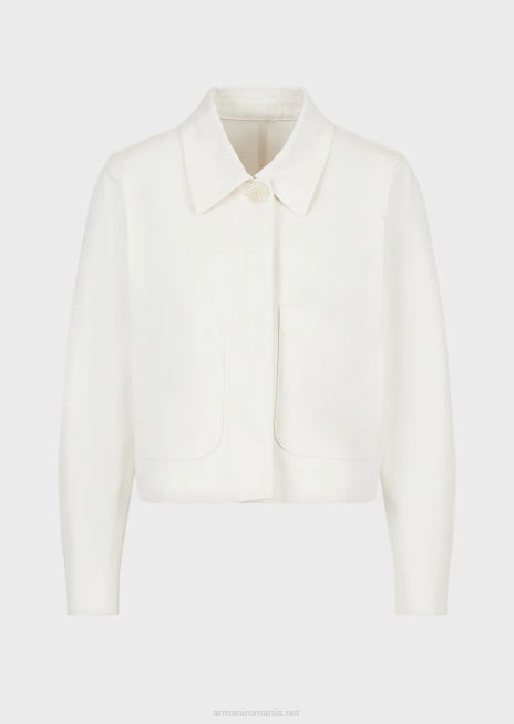 femei R802G250 colecție sustenabilă bluză decupată de taur organic Armani alb ca laptele