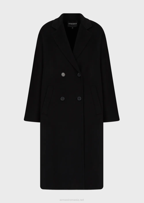 femei R802G253 Palton dublu din lână casentino și cașmir Armani negru