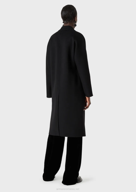 femei R802G253 Palton dublu din lână casentino și cașmir Armani negru