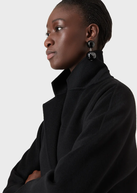 femei R802G253 Palton dublu din lână casentino și cașmir Armani negru