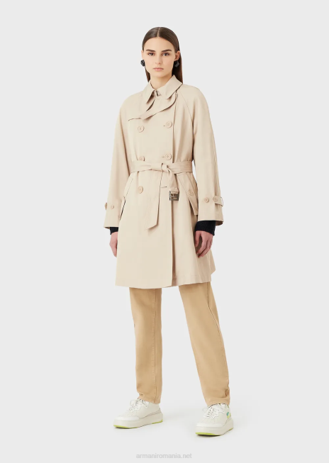 femei R802G254 Trench la două piept din gabardină hidrofugă Armani