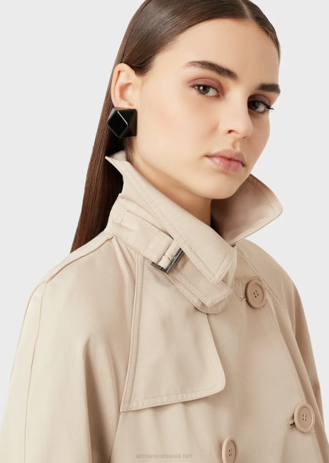 femei R802G254 Trench la două piept din gabardină hidrofugă Armani