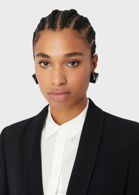 femei R802G414 envers-satin, geaca cu guler sal Armani negru