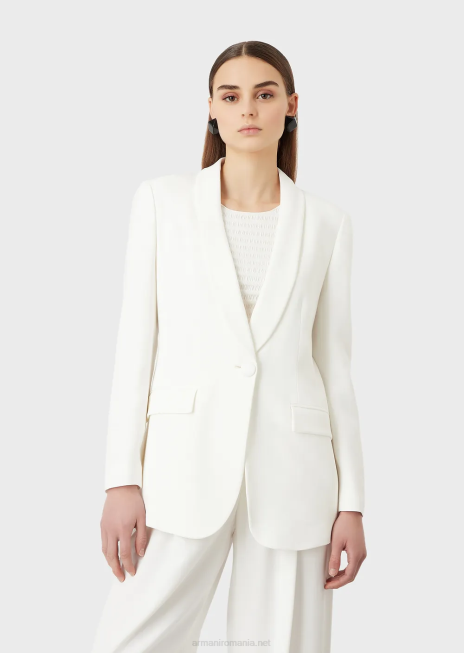 femei R802G415 envers-satin, geaca cu guler sal Armani alb