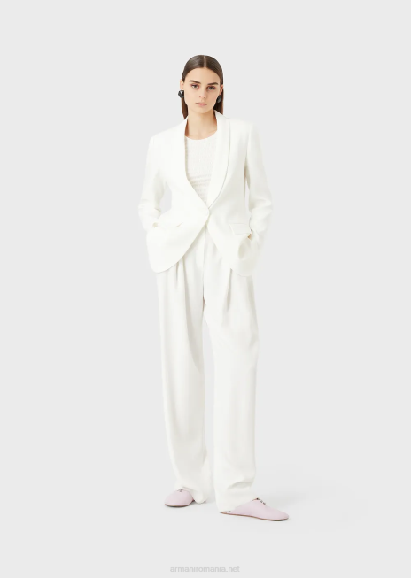 femei R802G415 envers-satin, geaca cu guler sal Armani alb