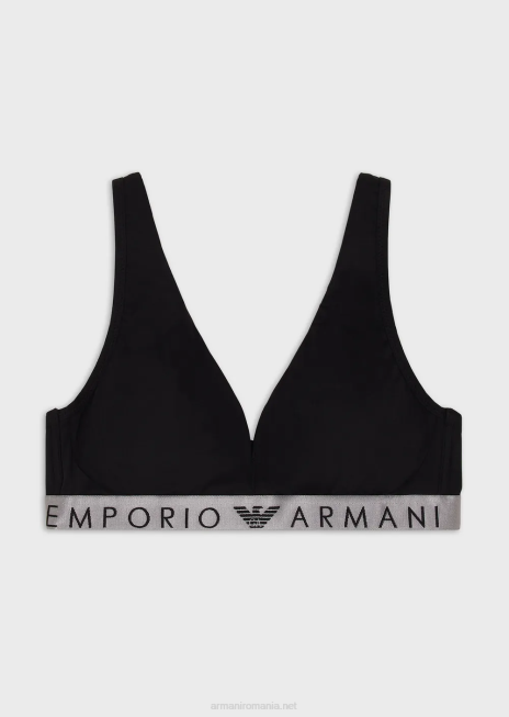 femei R802G130 braletă emblematică căptușită din microfibră reciclată Armani negru