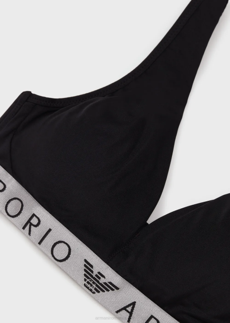 femei R802G130 braletă emblematică căptușită din microfibră reciclată Armani negru