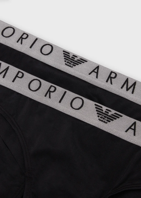 femei R802G131 pachet de două slip brazilian emblematici din microfibră reciclată Armani negru