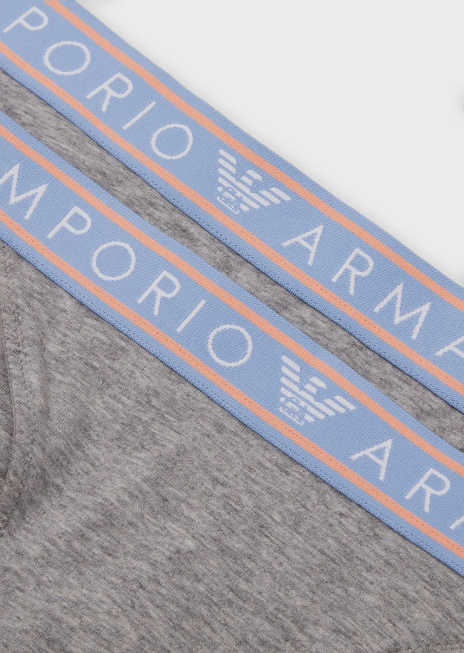 femei R802G138 pachet de două tangi emblematici din bumbac organic, cu talie cu logo Armani gri