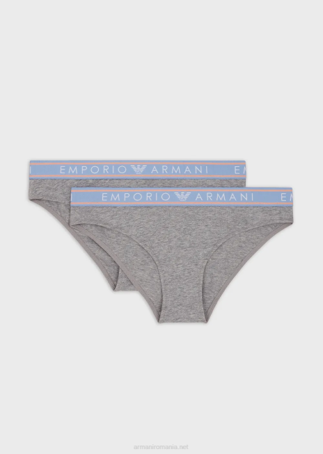 femei R802G140 pachet de două slip emblematici din bumbac organic, cu talie cu logo Armani