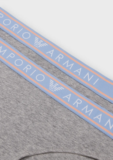 femei R802G140 pachet de două slip emblematici din bumbac organic, cu talie cu logo Armani