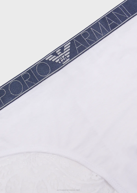 femei R802G148 slip din dantelă de viscoză eco-vâscoză Armani alb