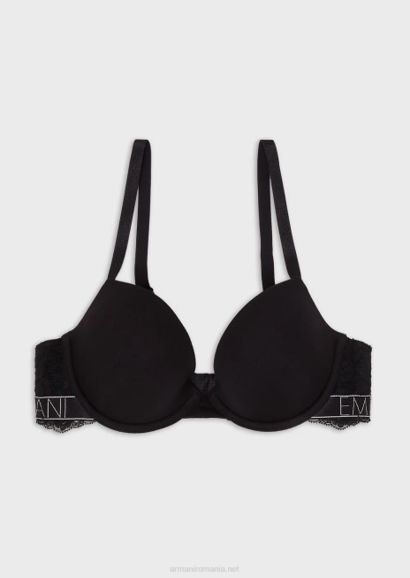 femei R802G149 sutien cu push-up din dantelă eco-vâscoză de vis Armani negru