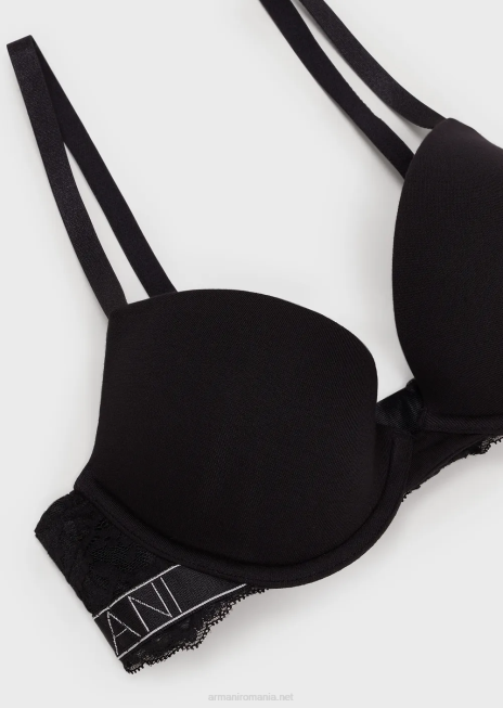 femei R802G149 sutien cu push-up din dantelă eco-vâscoză de vis Armani negru