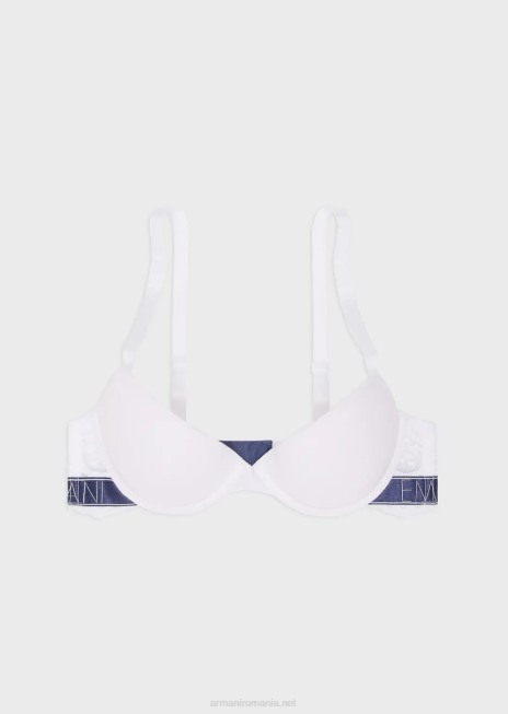 femei R802G150 sutien cu push-up din dantelă eco-vâscoză de vis Armani alb