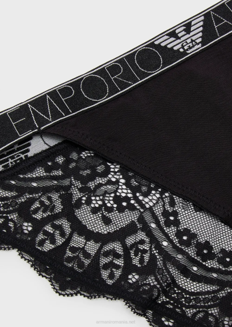 femei R802G151 slip brazilian din dantelă de vis din eco-vâscoză Armani negru