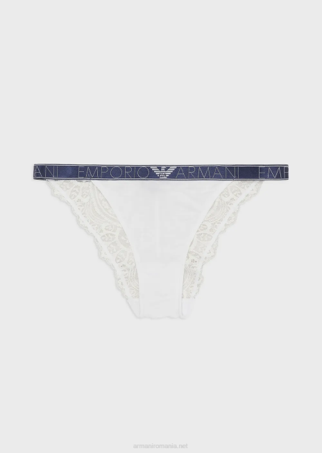 femei R802G152 slip brazilian din dantelă de vis din eco-vâscoză Armani alb