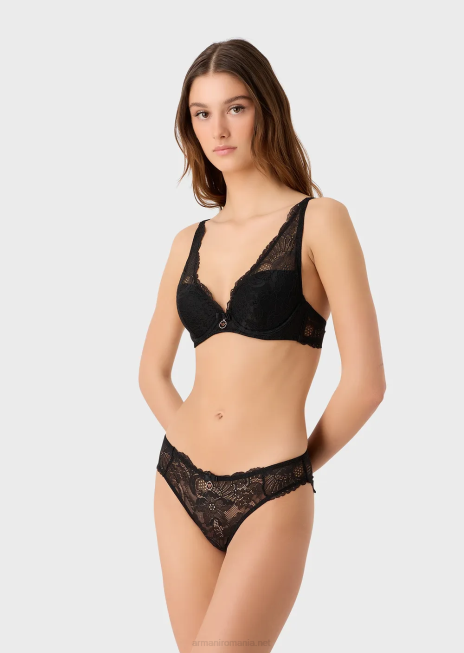 femei R802G153 dantela eterna dantela reciclata, sutien triunghi captusit Armani negru