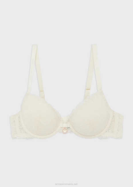 femei R802G157 sutien push-up din dantela reciclata din dantela eterna Armani alb ca laptele