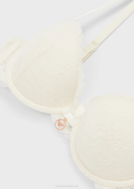 femei R802G157 sutien push-up din dantela reciclata din dantela eterna Armani alb ca laptele