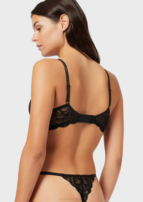 femei R802G161 sutien cu sârmă din dantelă virtuală Armani negru