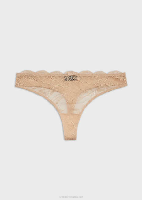 femei R802G164 tanga virtuala din dantela Armani bej