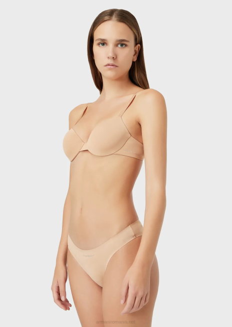 femei R802G169 pachet de două slip brazilian din microfibră lipită Armani bej