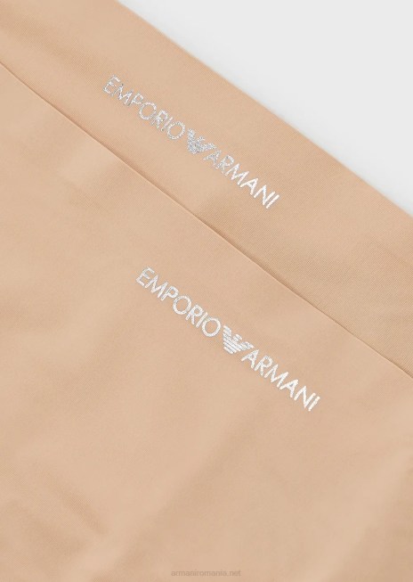 femei R802G169 pachet de două slip brazilian din microfibră lipită Armani bej