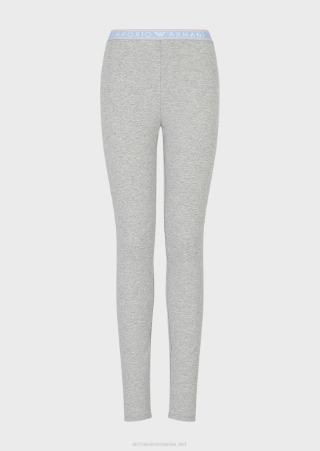 femei R802G175 Jambiere emblematice din bumbac organic cu talie cu logo Armani gri